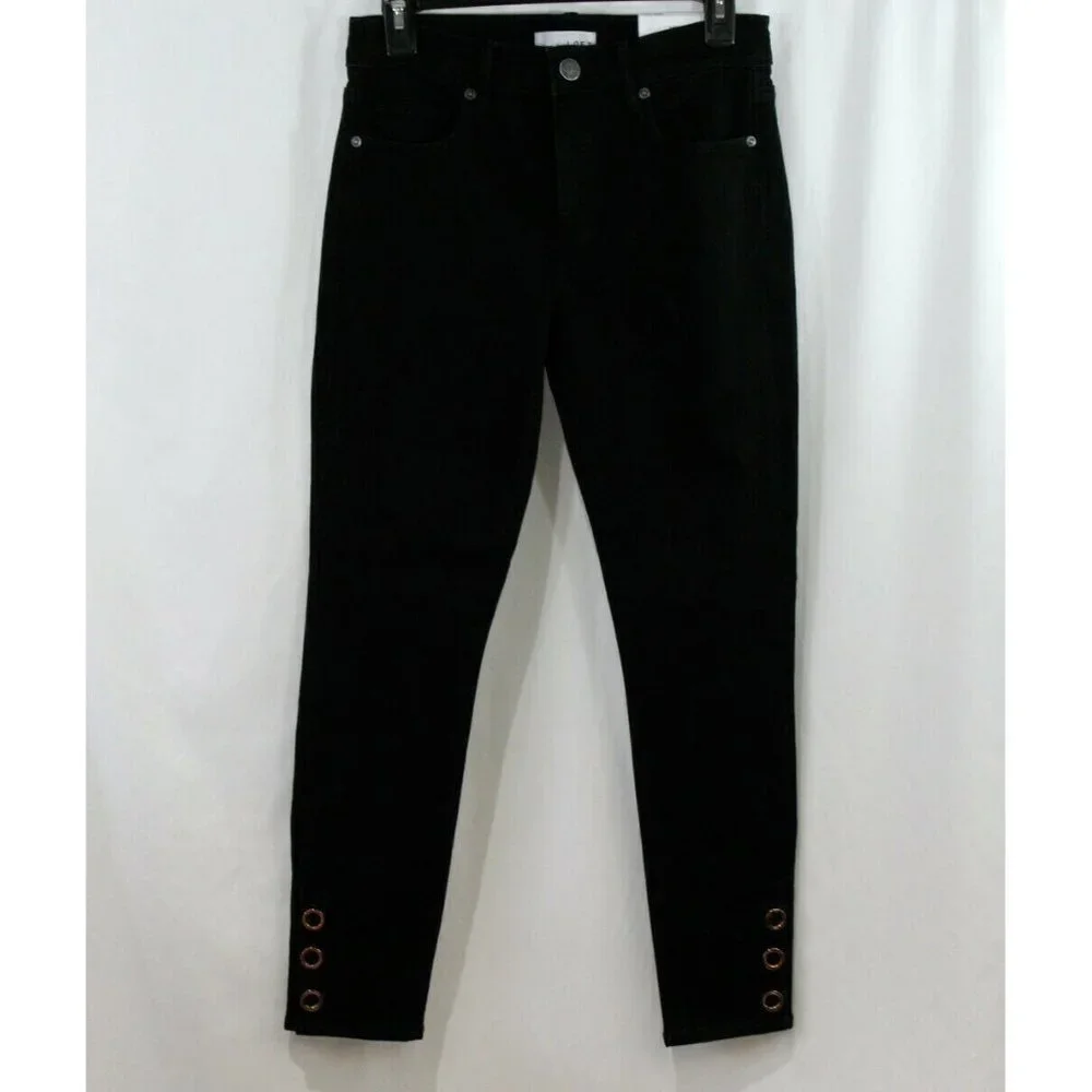 NWT LOFT Womens Black Embellished Skinny Jeans 4 - Picture 1 of 7